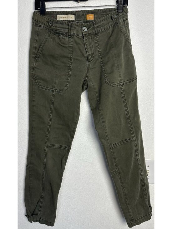Pilcro Anthropologie Hyphen Jeans Moss Olive Green Casual Pants Women's 27 - Picture 13 of 14